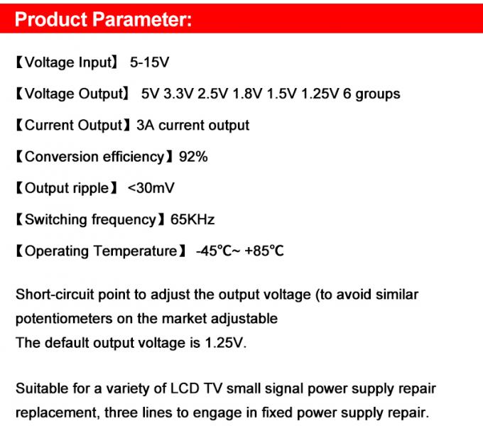 Step Down Power Module CA-1239 Adjustable Buck Converter 5-15V Input 1.25V/1.5V/1.8V/2.5V/3.3V/5V Output