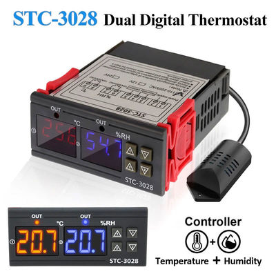 STC-3028 AC 220V DC 12V-24V Humidity Temperature Controller Dual Power Monitoring Device