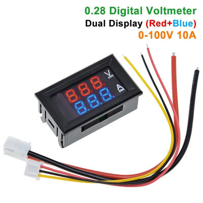 DC 0-100V 10A Digital Volt Amp Meter Ac 0.28" Red Blue Drive IC