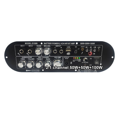 D1000 2.1 Channel  Subwoofer Digital Amplifier Board 50W+50W+100W 12v Home Power Amplifier High/Low Tone Rechargeable