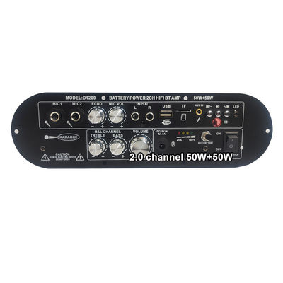 D1200 2.0 Channel 50W+50W BT Digital Amplifier Board 12V Rechargeable for Car Home DJ Use