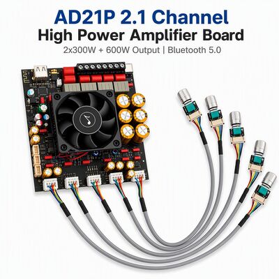 AD21P Qualc BT Wireless 2.1 Channel Class D Power Amplifier Board TPA3255 300Wx2+600W for Home Theater Subwoofer OEM