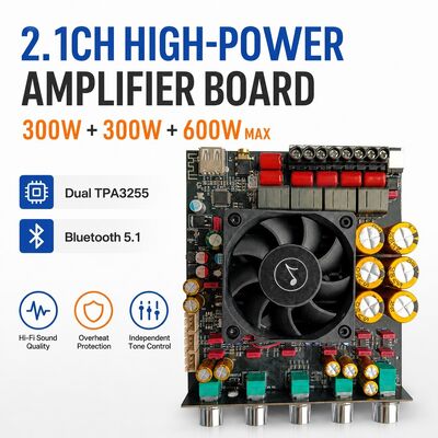 AS21P TPA3255 2.1 Channel Digital Amplifier Board 300Wx2+600W High Power Audio Module for Home Theater