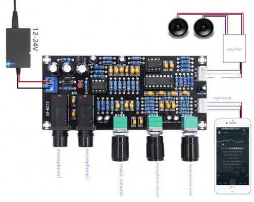 PT2399 NE5532 Microphone Amplifier Board with DC12-24V Working Voltage for Stereo Audio Amplification