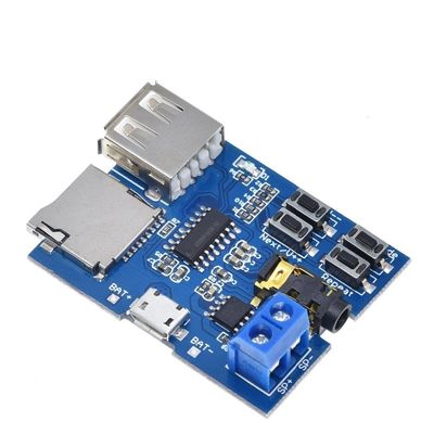MP3 Decoder Board with 2W Mono Amplifier TF Card and U Disk Play Mode for 3.7V Lithium Battery Audio Player Module