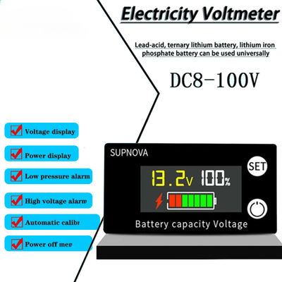 Lead Acid Digital Ammeter Voltmeter Motorcycle Volt Gauge 12V-84V