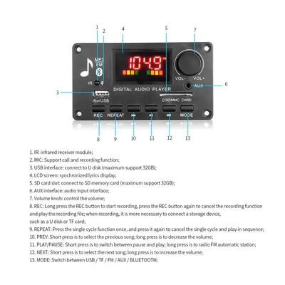 MP3 Decoder 80W Bluetooth Audio Module DC 5V-26V ICCS8673E