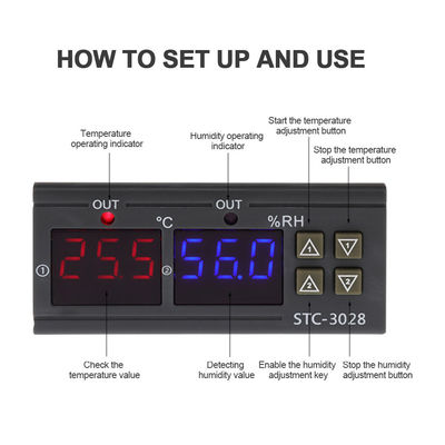 STC-3028 AC 220V DC 12V-24V Humidity Temperature Controller Dual Power Monitoring Device