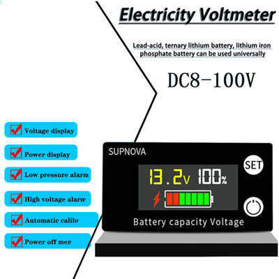 Lead Acid Digital Ammeter Voltmeter Motorcycle Volt Gauge 12V-84V