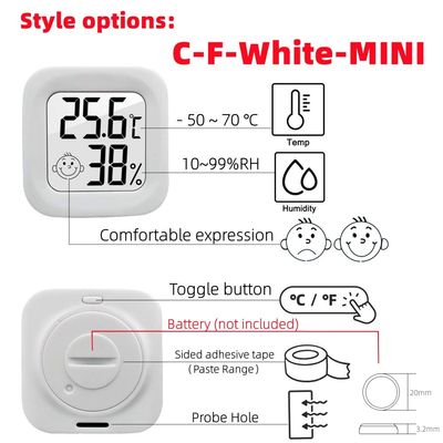 ABS Digital Thermometer Controller Temperature Humidity Gauge 4.3*4.3*1.2cm