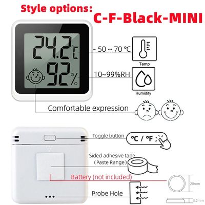 ABS Digital Thermometer Controller Temperature Humidity Gauge 4.3*4.3*1.2cm