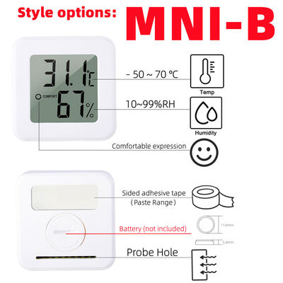 ABS Digital Thermometer Controller Temperature Humidity Gauge 4.3*4.3*1.2cm