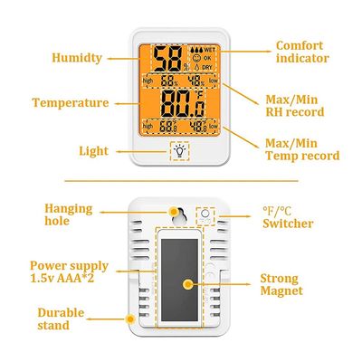 LCD Room Temperature Humidity Meter 10% - 99%RH -4F-158F