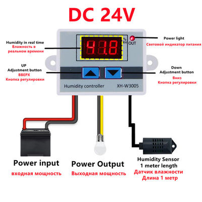 XH-W3005 DC 12V-220V 10A Digital Humidity Controller 0-99 RH Range Monitoring System