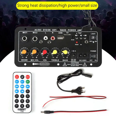 D10 12V 24V Subwoofer Digital Power Amplifier Board Wireless Audio Stereo BT 5.0 Dual Microphone Karaoke Amp Speaker Acc