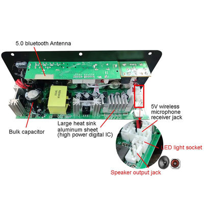 D100W Bluetooth 5.0 Power Amplifier Board AC 220V DC 12-24V 5V Wireless Module For 8-12 Inch
