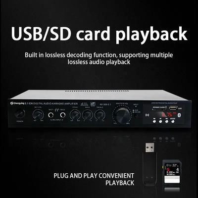 LDZS 5.1 Channel Professional Audio Amplifier Ktv Home Theatre System 2 Mics Input Speaker Mixer