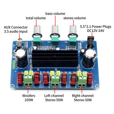 CA-3166B Digital Power Amplifier Board DC12-24V 50Wx2+100W AMP+BT