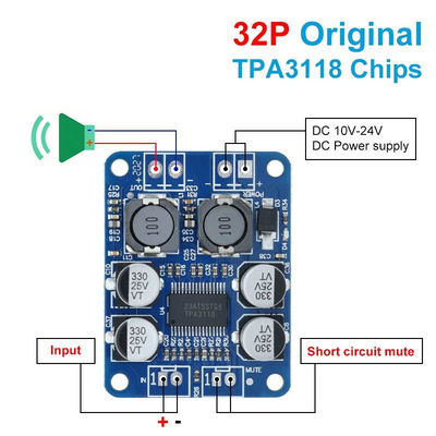 CA-3118 Amplifier Board 1*60W 8-24V TPA3118 PBTL Mono Class D Digital Power Audio Board