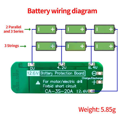 CA-3S-20A-E 11.1V 12V 12.6V BMS Battery Protection Board Lithium 3s Bms Module