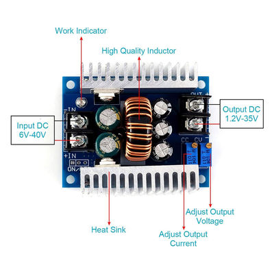 300W 20A DC-DC Buck Converter Step Down Module with Current Limiting Range of 0.2-20A
