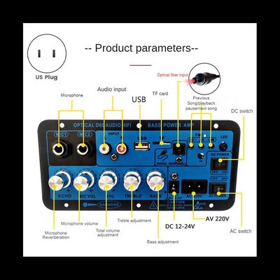 D60 50W Subwoofer Amplifier Board with Bluetooth and Optical Audio Input for 12V/24V/220V Power
