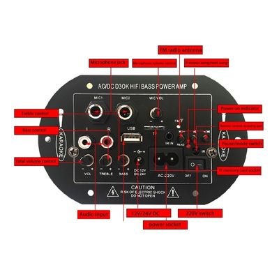 D3OK HIFI Bass Power Home Amplifier Board for 2 Channels 2.0 AC/DC 12V 24V 220V Audio