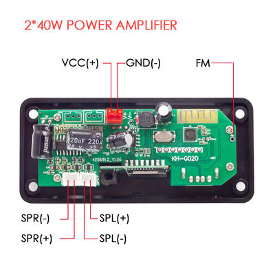 FLAC Supported 2*40W Car Bluetooth Audio Motherboard for Lossless Music Decoding