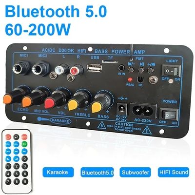 D20 60-200W BT Amplifier Board Car Stereo Amplificador Subwoofer USB FM Radio TF Player Dual Microphone