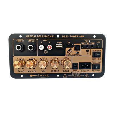 D50 Amplifier Board With Optical Audio BT AMP USB FM Radio TF Player Black For Home Car