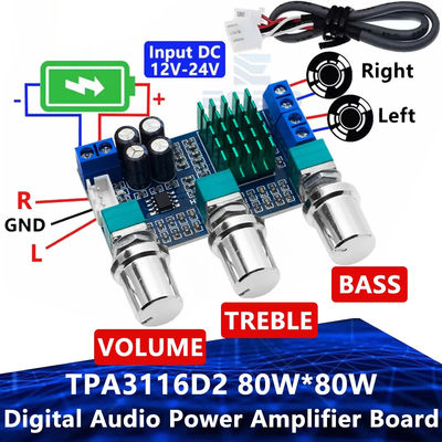 80W x 2 Dual Channel Digital Audio Amplifier Board TPA3116D2 Module with High Efficiency >90%