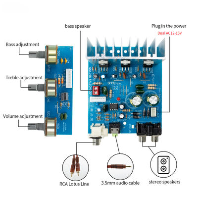TDA2030 Subwoofer Power Amplifier Board 2.1CH 15W*2 30W Stereo Audio Amplifier with AC 12V Dual Power
