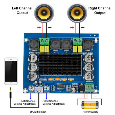 High Power Digital Audio Amplifier Board TPA3116D2 Amplifier Audio Board for DC 12V 24V 120W*2