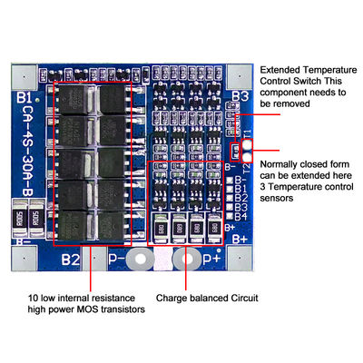 CA-4S-30A-B Lithium 18650 BMS Battery Protection Board 30A 14.8V 12.8V 4s Bms Board
