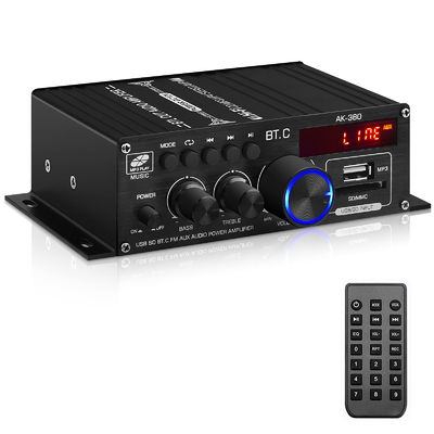 AK-380 USB SD Audio Power Amplifier 400W 2.0 CH HiFi Stereo AMP Speaker Bluetooth 5.0 Amp Receiver with Remote Control for Home