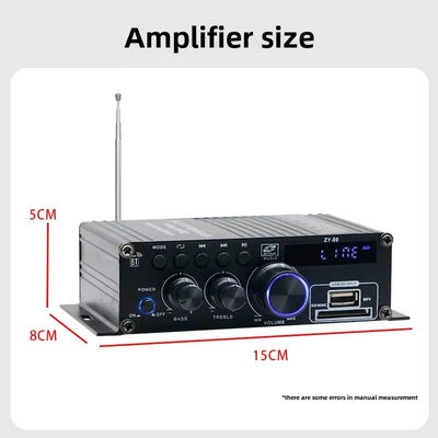 120W Dual Channel Power Amplifier with Equalizer for HiFi Stereo Audio