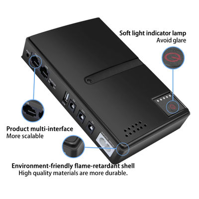 Mini 10400mAh 36W Uninterruptible Power Supply (UPS) for Router Modem CCTV Security Camera AC DC Configurable Power Source