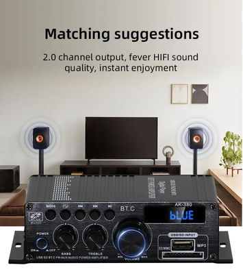 AK-380 2.0 Channel Bluetooth v5.0 Audio Amplifier with 100-300W Output Power for Home Theater