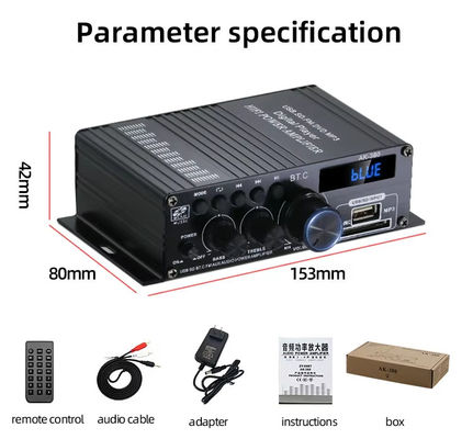 AK-380 2.0 Channel Bluetooth v5.0 Audio Amplifier with 100-300W Output Power for Home Theater