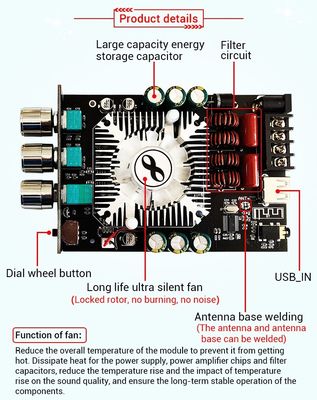1602T 2*160W 2.0 Channel Digital Power Amplifier Module Class D Audio Stereo BT 5.0 Subwoofer Amplifier Board 1602T