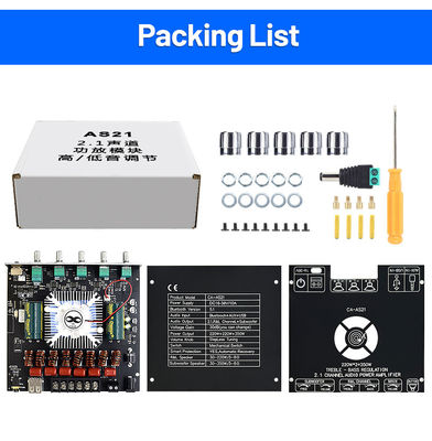 ZK-AS21 2.1 Channel Digital Power Amplifier Board Module 220W*2+350W High Low Tone Subwoofer TPA3255 BT Home Audio AS21