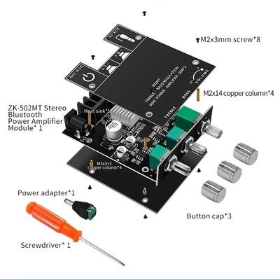 ZK-502MT  5.0 Subwoofer Amplifier Board 50W*2 2.0 Channel High Power Audio Stereo Sound Amplifiers