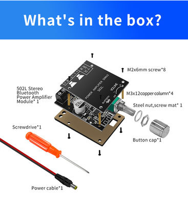 502L Mini for Bluetooth 5.0 DC 5-24V 50Wx2 Stereo Power Amplifier Wireless Audio Digital Board for Bluetooth Amplificador Spe