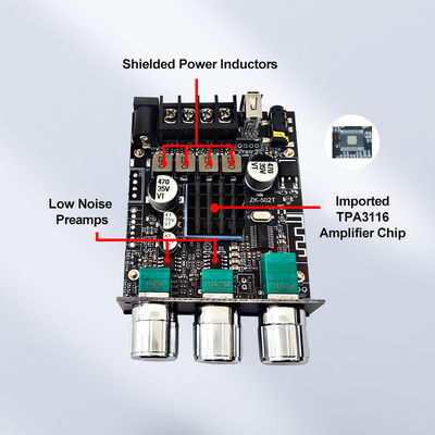 TPA3116D2 Subwoofer Audio Amplifier Module ZK-502T 2-Channel Audio Stereo Board with 2*50W Bass AMP and AUX Communication