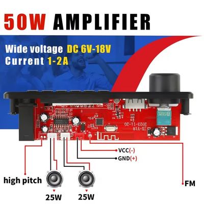 2*25W Microphone Priority Power Amplifier with MP3 Decoding Board and Accompaniment Battery Life 20 Hours Screen Yes