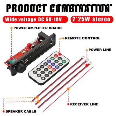 2*25W Microphone Priority Power Amplifier with MP3 Decoding Board and Accompaniment Battery Life 20 Hours Screen Yes