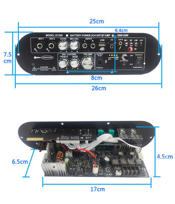 D1200 2.0 Channel 50W+50W BT Digital Amplifier Board 12V Rechargeable Subwoofer for Car Home DJ Use&quot;