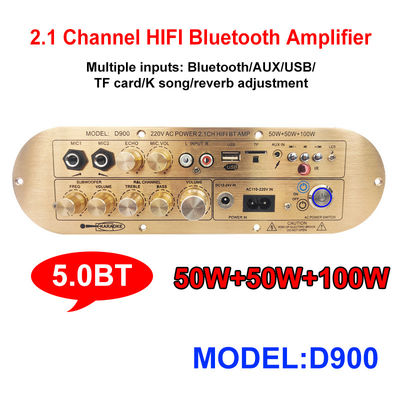 High-Power D900 2x50W+100W Home Amplifier with Imported IC Bluetooth Board 2.1 Channel