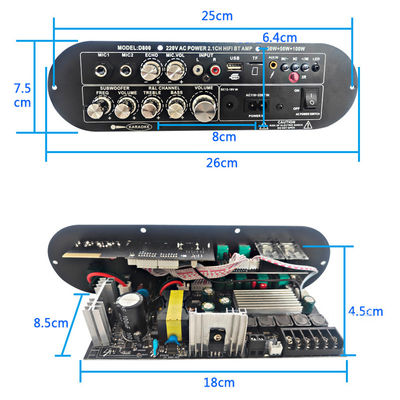 D800 Professional DJ/Karaoke Bluetooth Digital Amplifier Board 2.0 Channel 12V Rechargeable Subwoofer High/Low Tone High Power