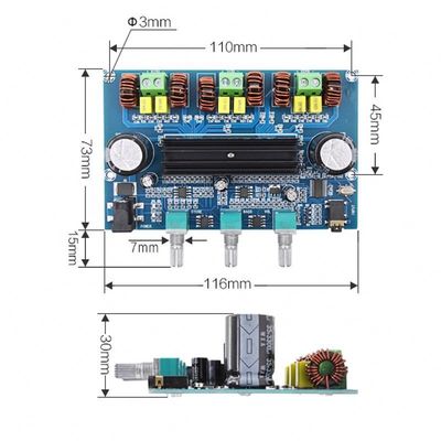 2.1channel Wireless Digital Power Amplifier Board 50Wx2+100W Channel High Power Audio Version 5.0 Amplifier Board
